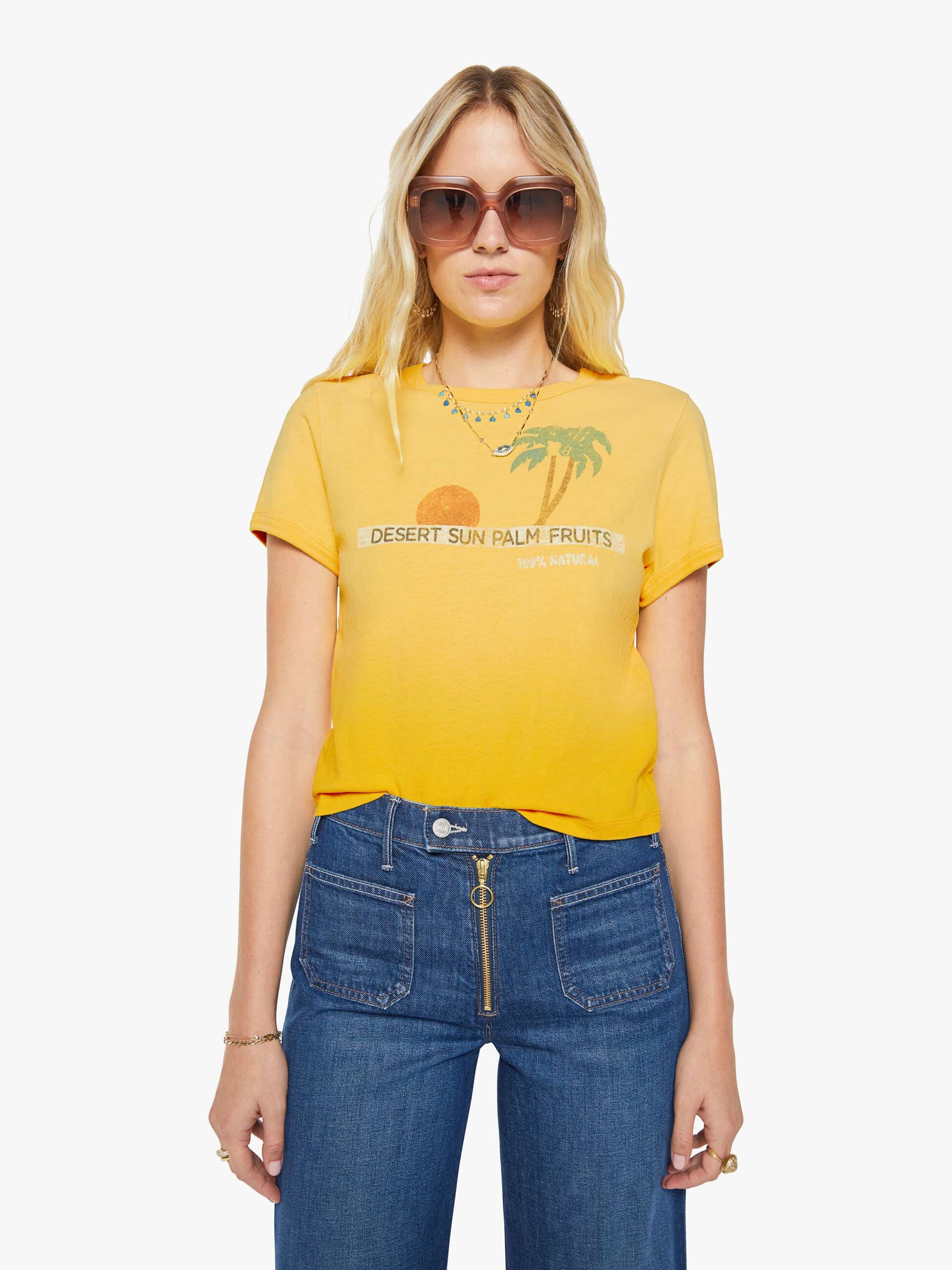 Mother Denim The Itty Bitty Ringer Desert Sun Palm
