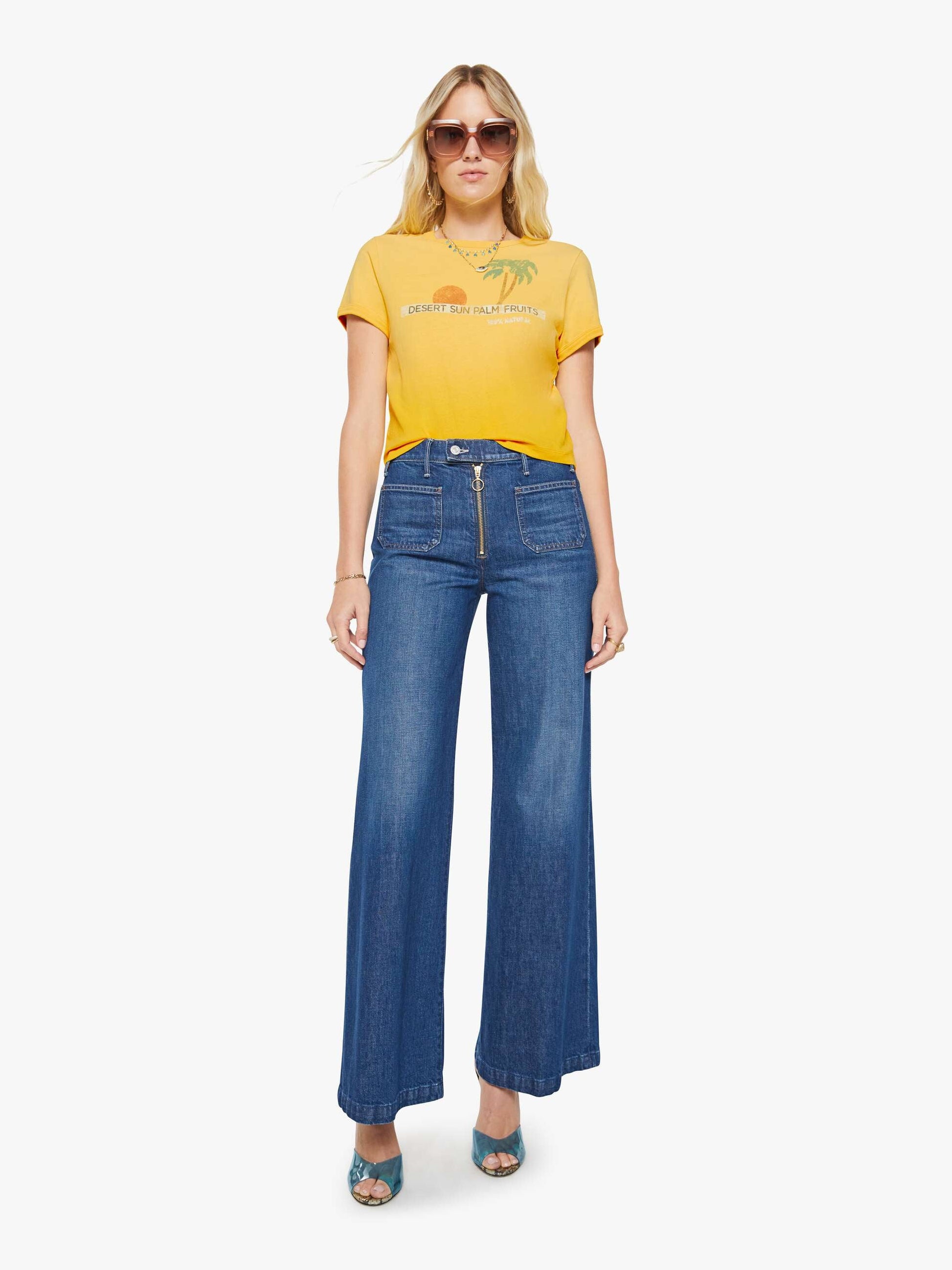 Mother Denim The Itty Bitty Ringer Desert Sun Palm