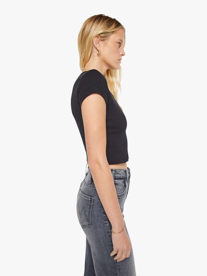 Mother Denim The Itty Bitty Ringer Crop Black