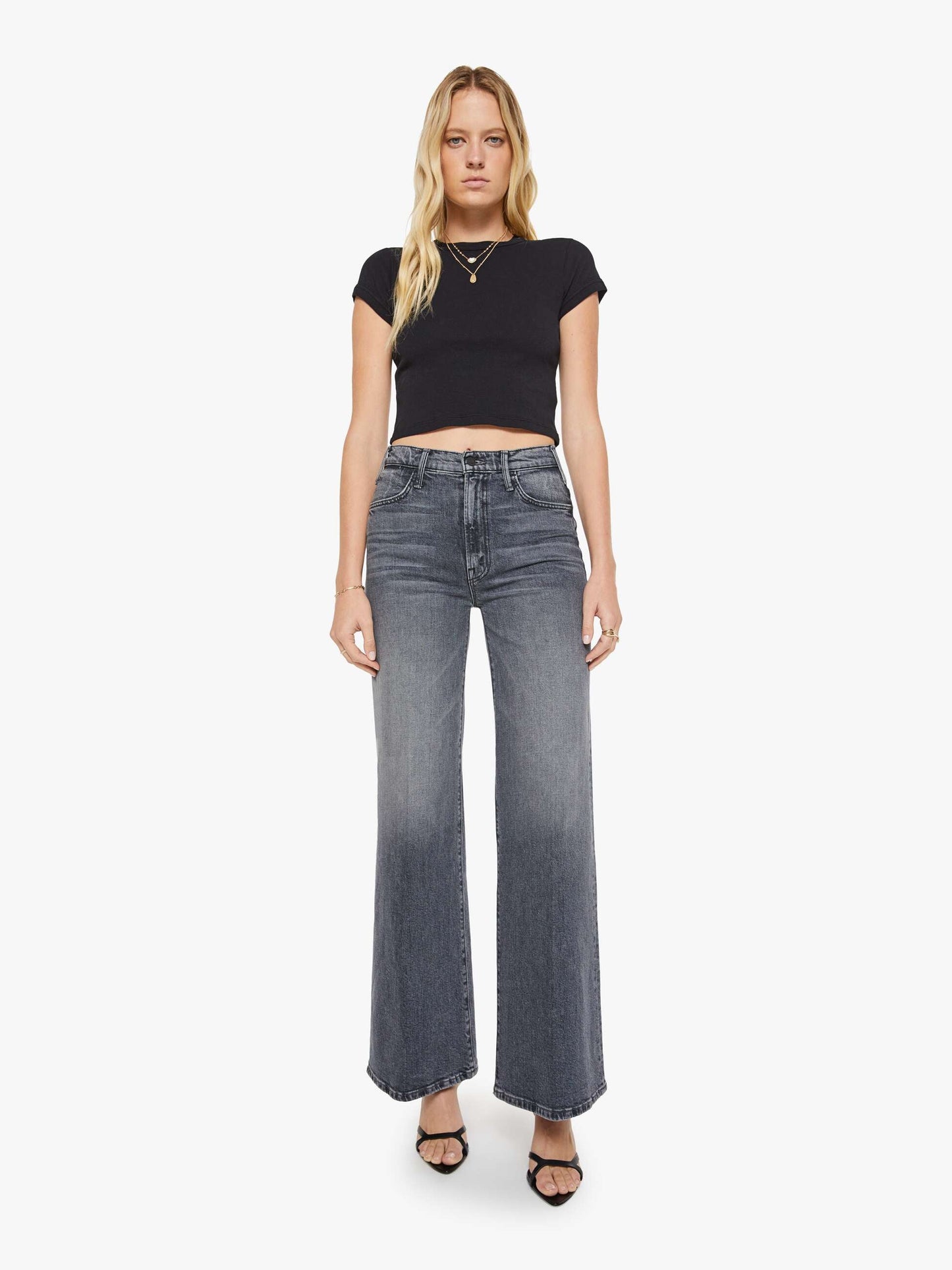 Mother Denim The Itty Bitty Ringer Crop Black