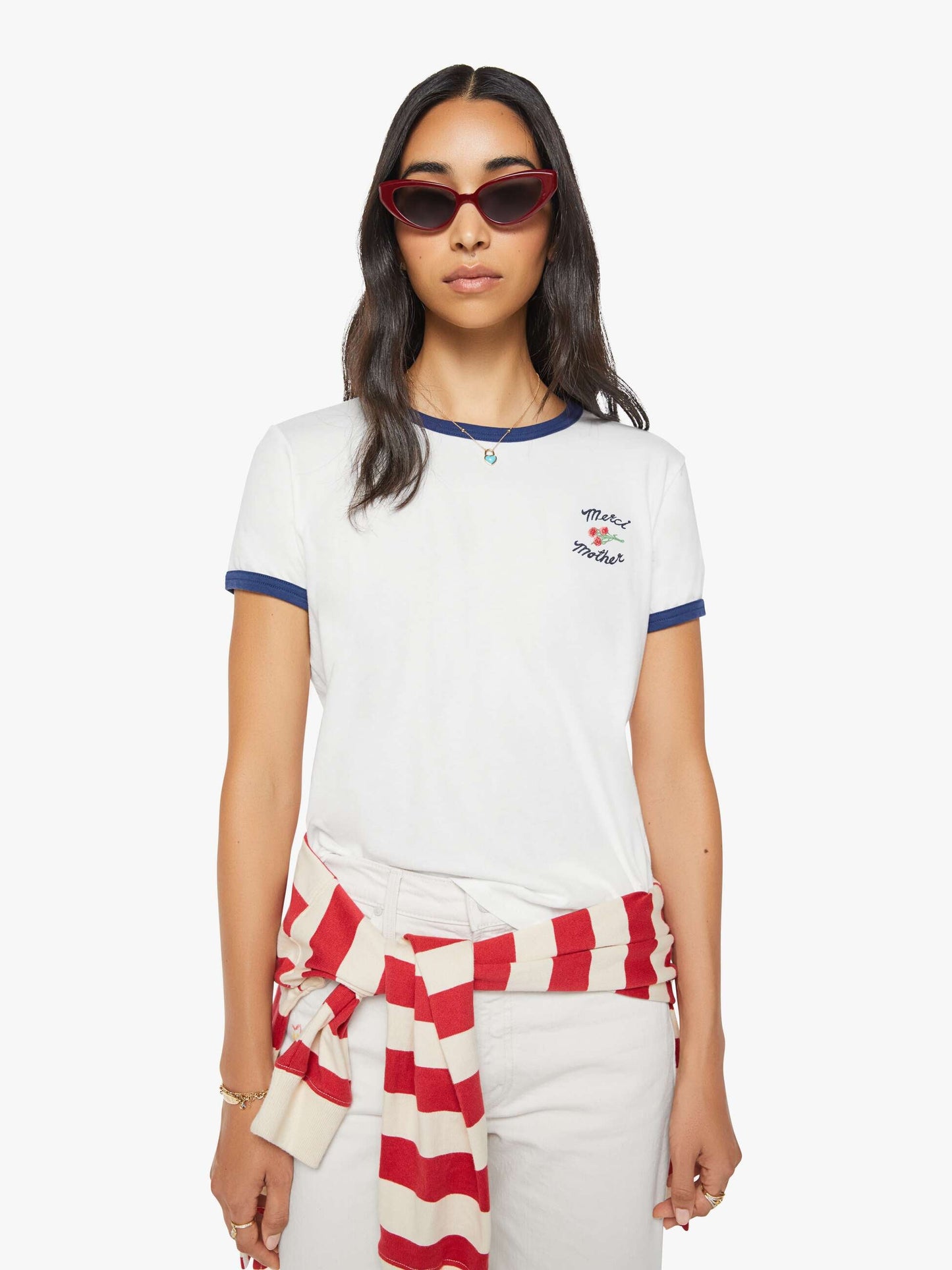 Mother Denim Merci x MOTHER The Lil' Goodie Ringer White