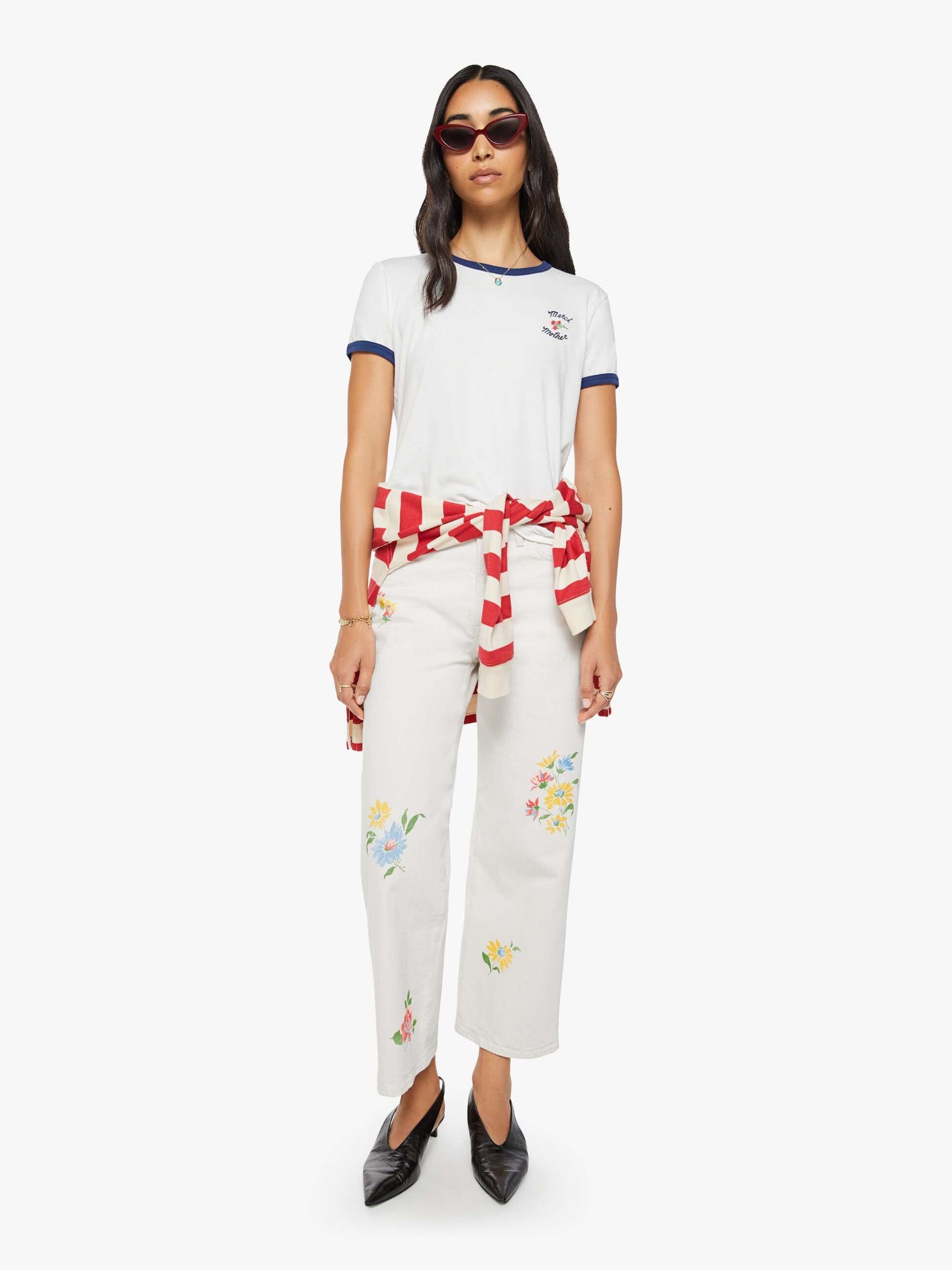 Mother Denim Merci x MOTHER The Lil' Goodie Ringer White