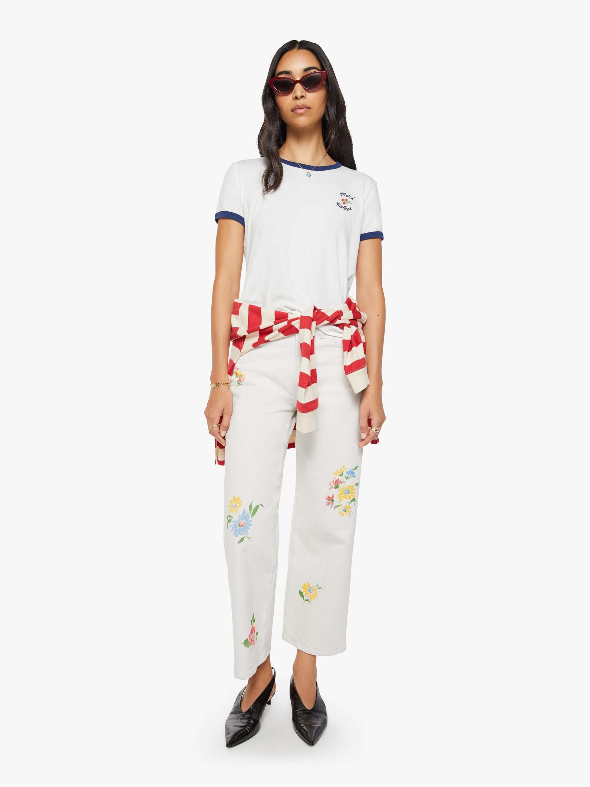 Mother Denim Merci x MOTHER The Lil' Goodie Ringer White