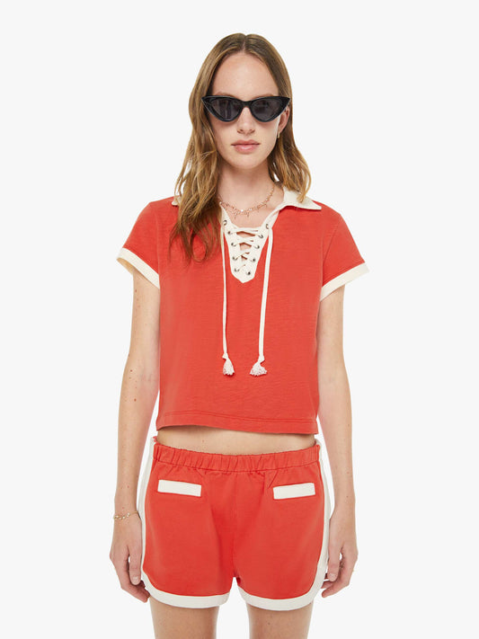 Mother Denim The Lace Up Match Fiery Red