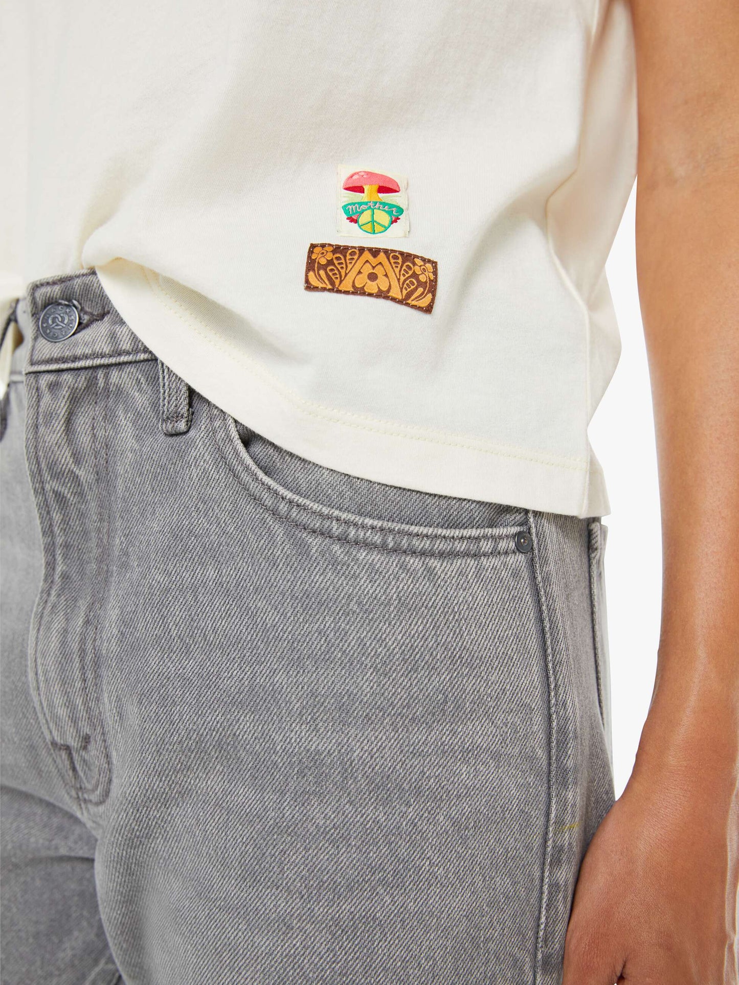 Mother Denim The Half Square Antique White