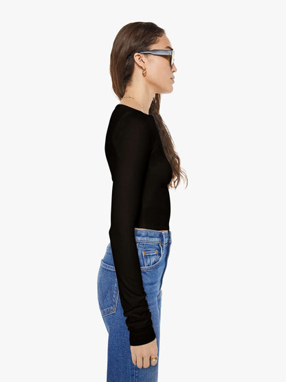 Mother Denim Eterne Long Sleeve Boatneck Top Black