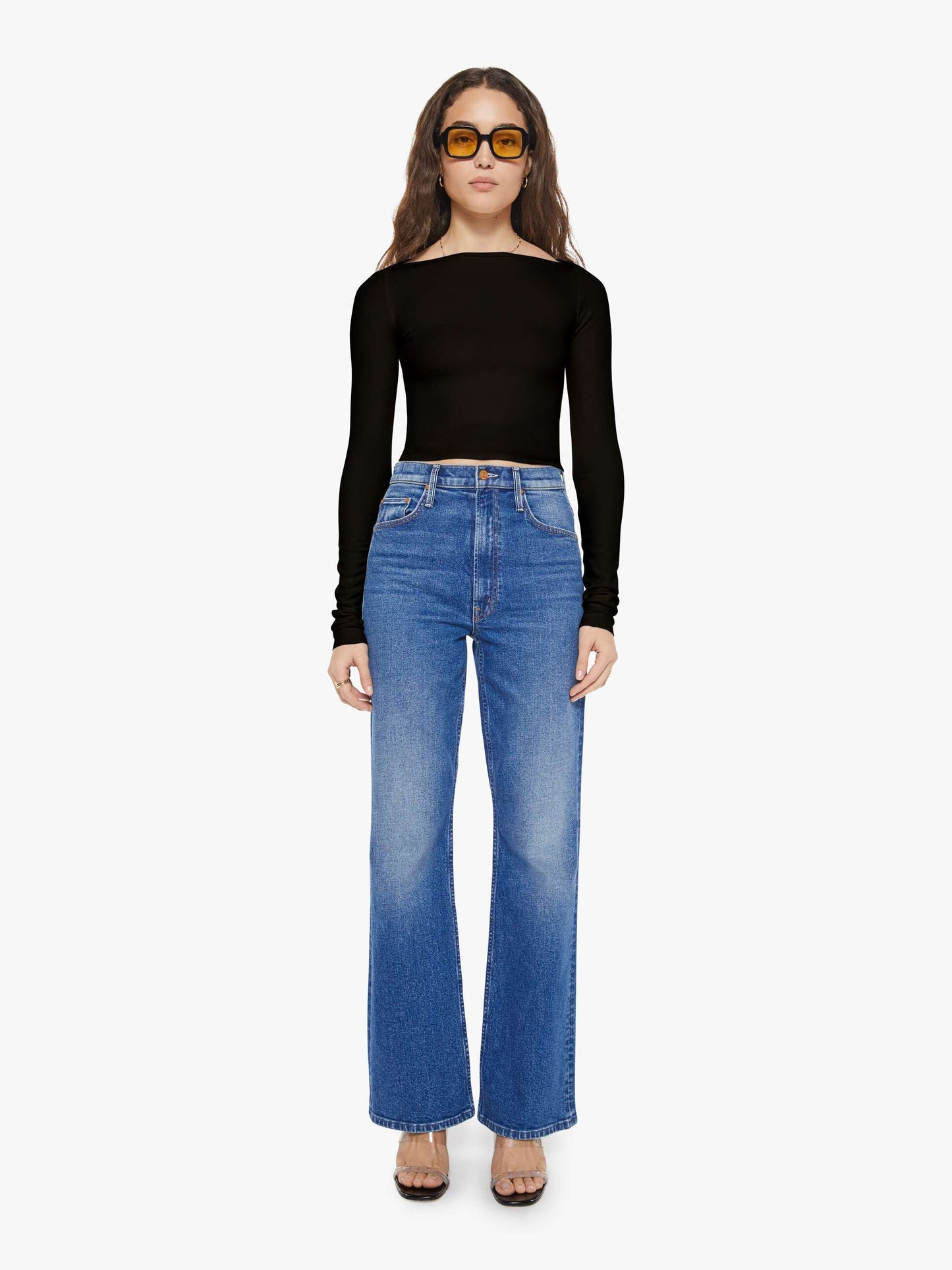 Mother Denim Eterne Long Sleeve Boatneck Top Black