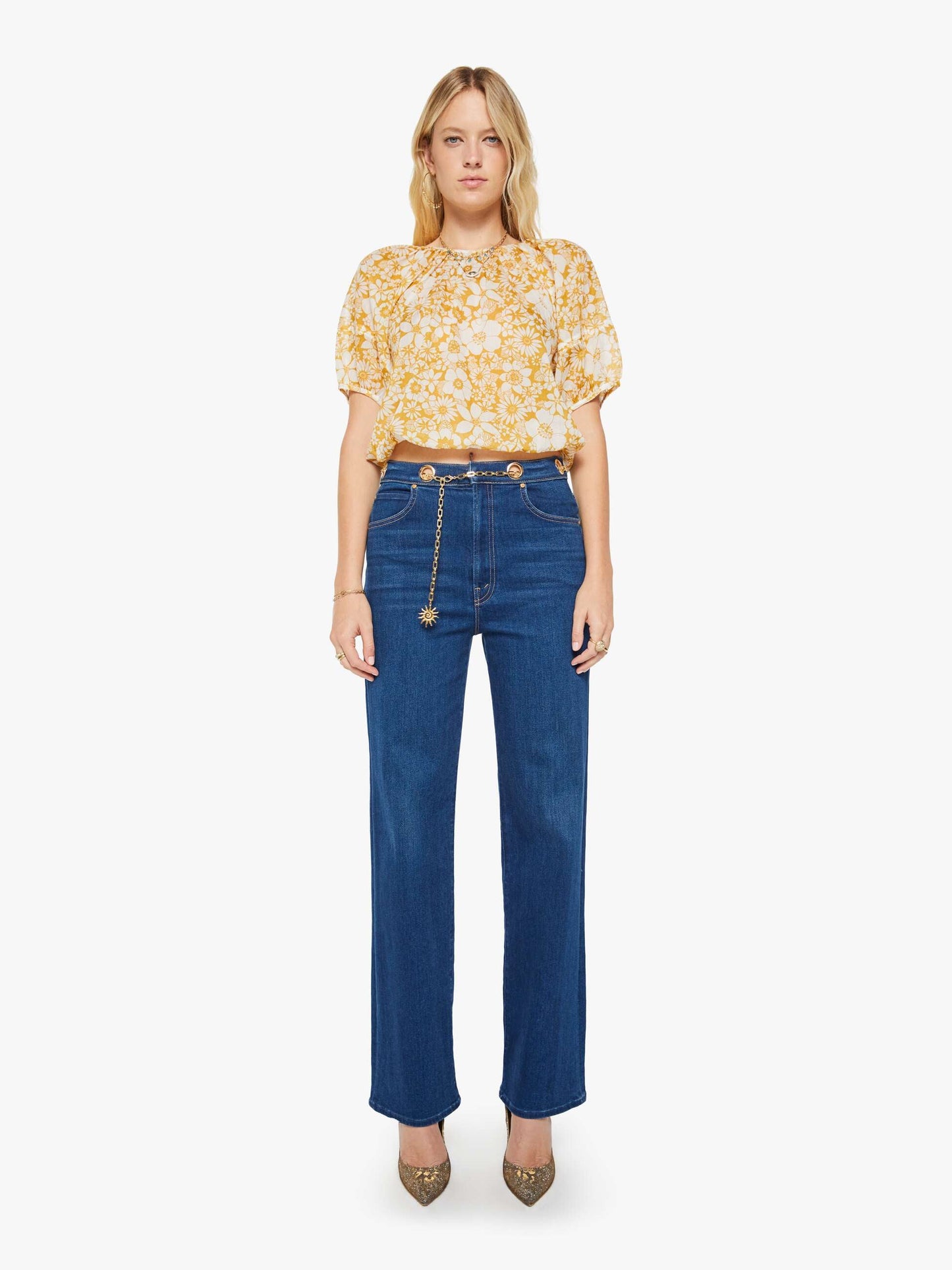 Mother Denim The Party In The Back Shirt Flower Notes
