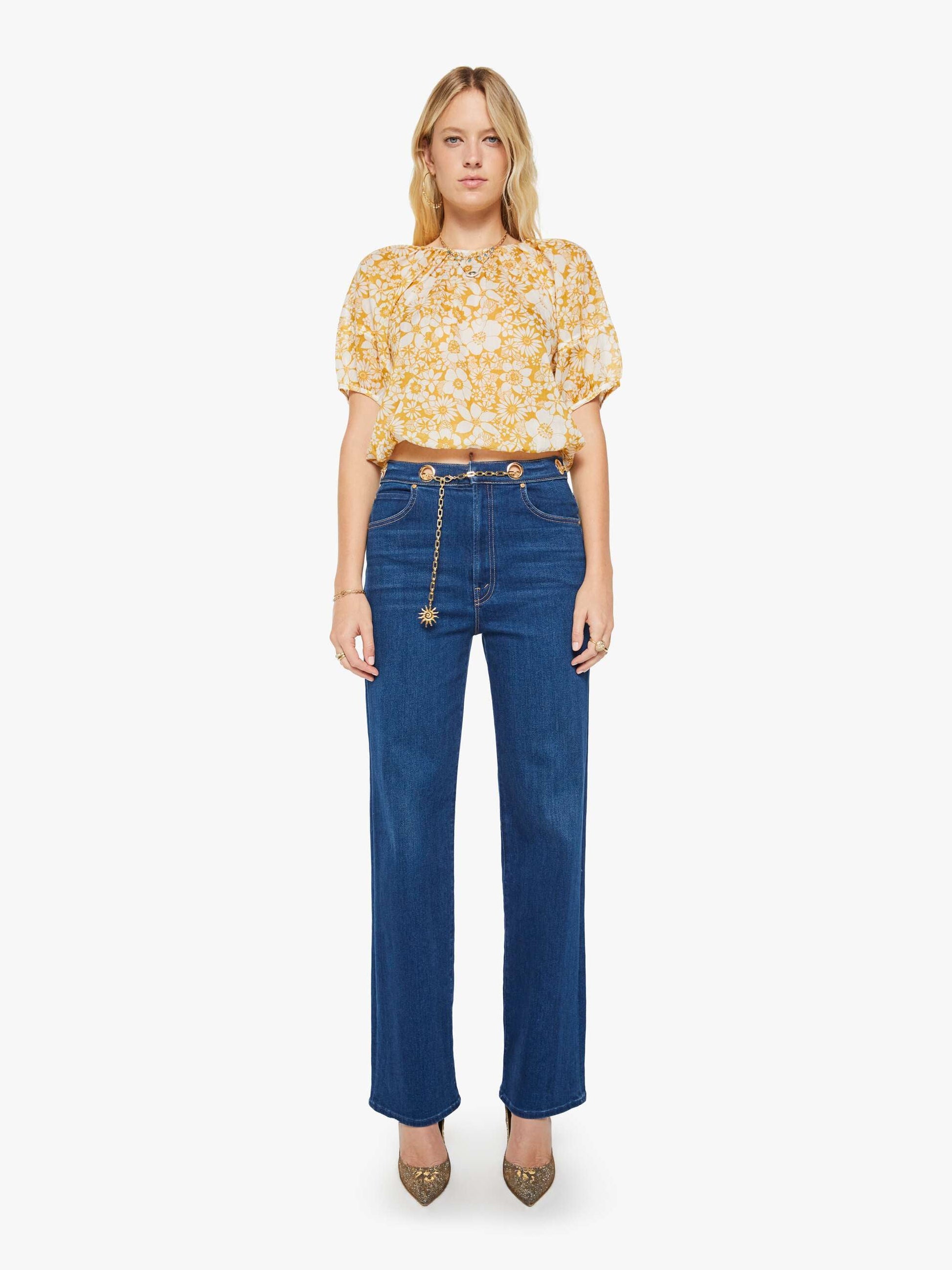 Mother Denim The Party In The Back Shirt Flower Notes