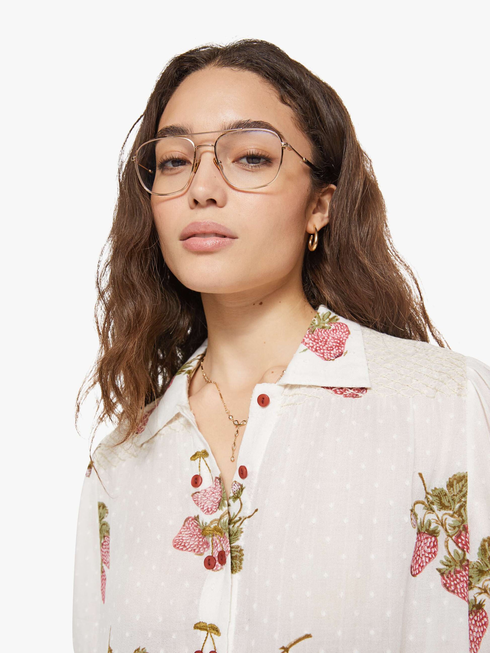 Mother Denim Alix of Bohemia Peyton Shirt STRAWBERRY DOT
