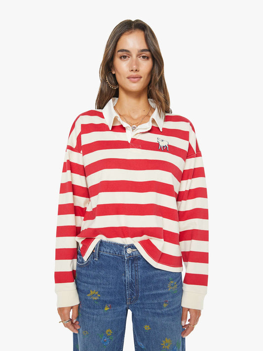 Mother Denim The Boxy Match Tango Red And Cream