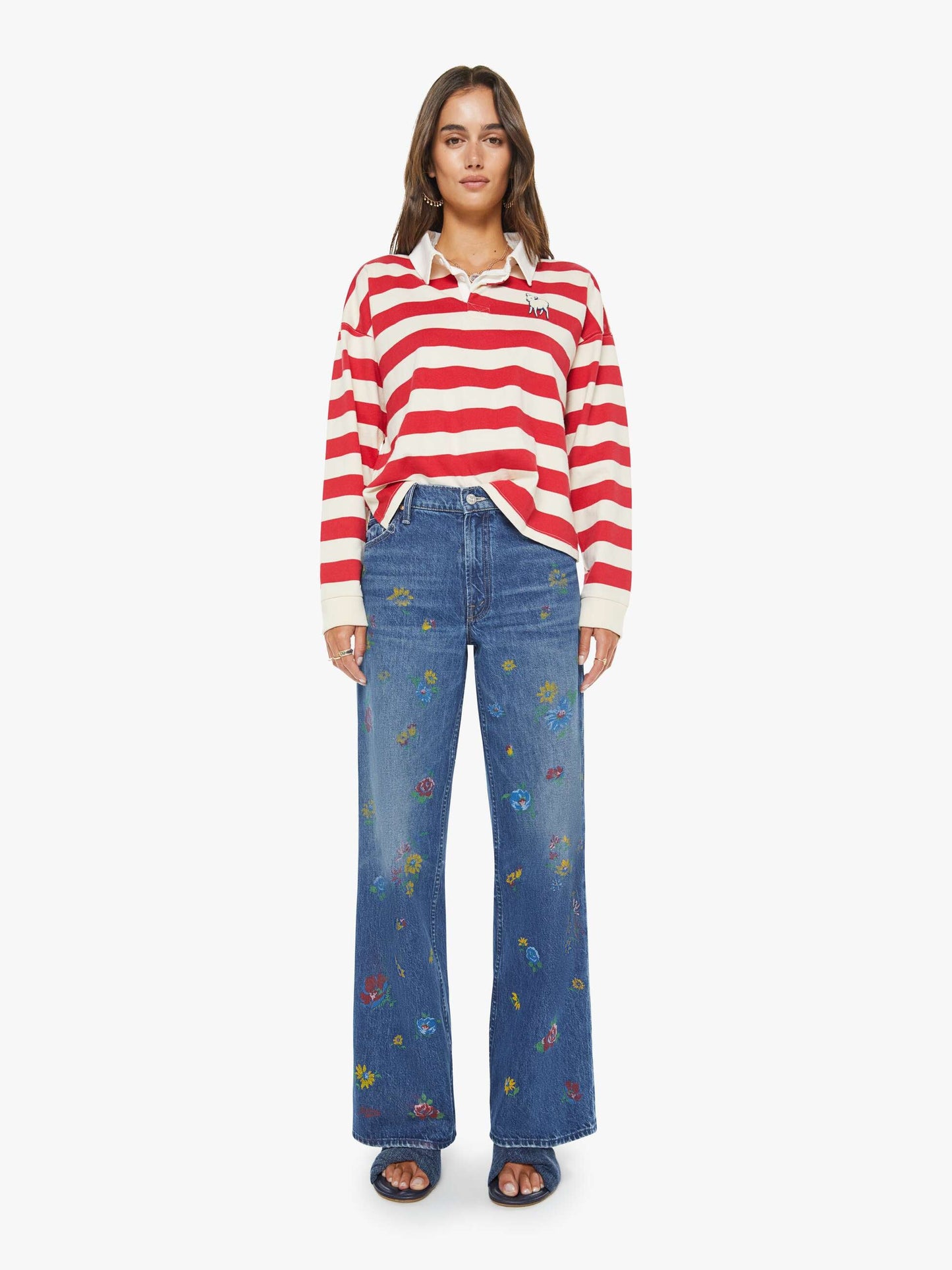 Mother Denim The Boxy Match Tango Red And Cream