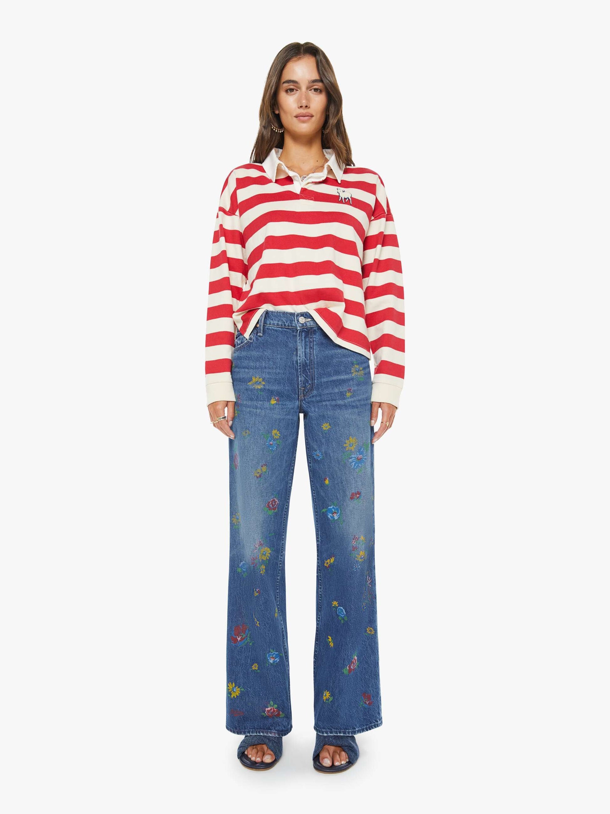 Mother Denim The Boxy Match Tango Red And Cream