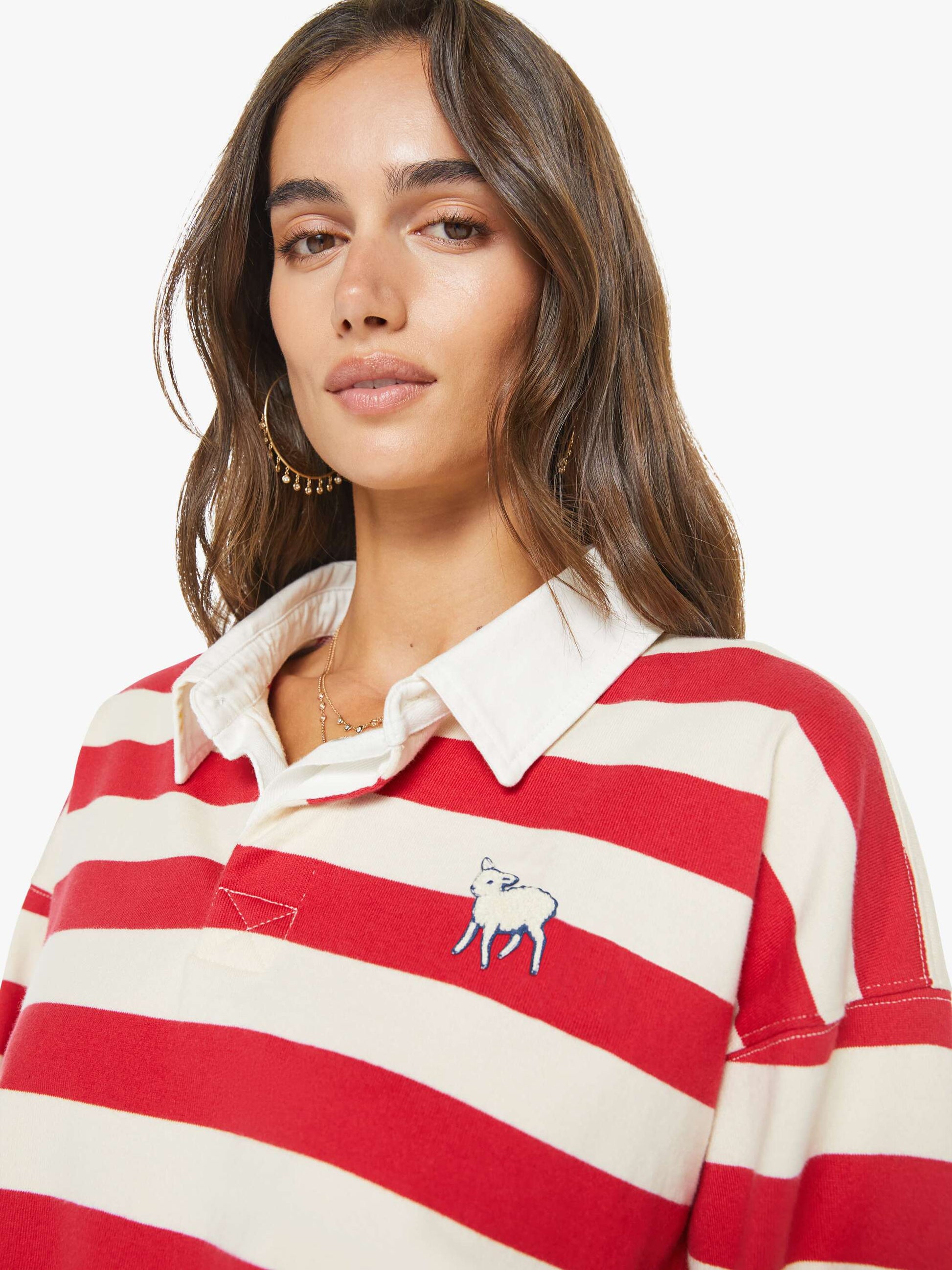 Mother Denim The Boxy Match Tango Red And Cream