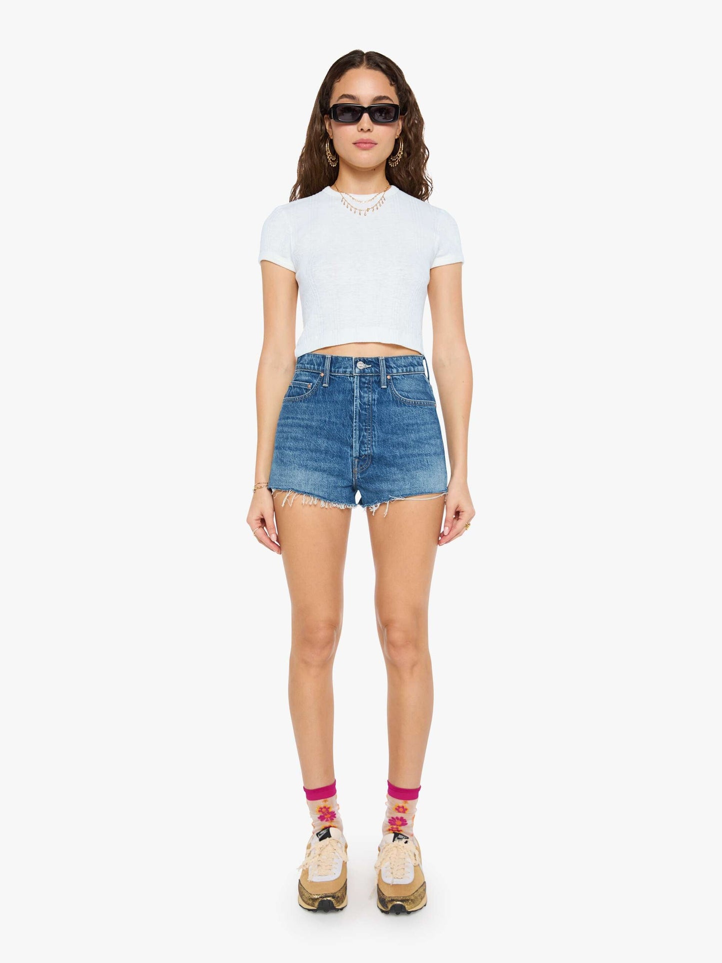 Mother Denim The Tune Up Short Fray Green Thumb With Cherries