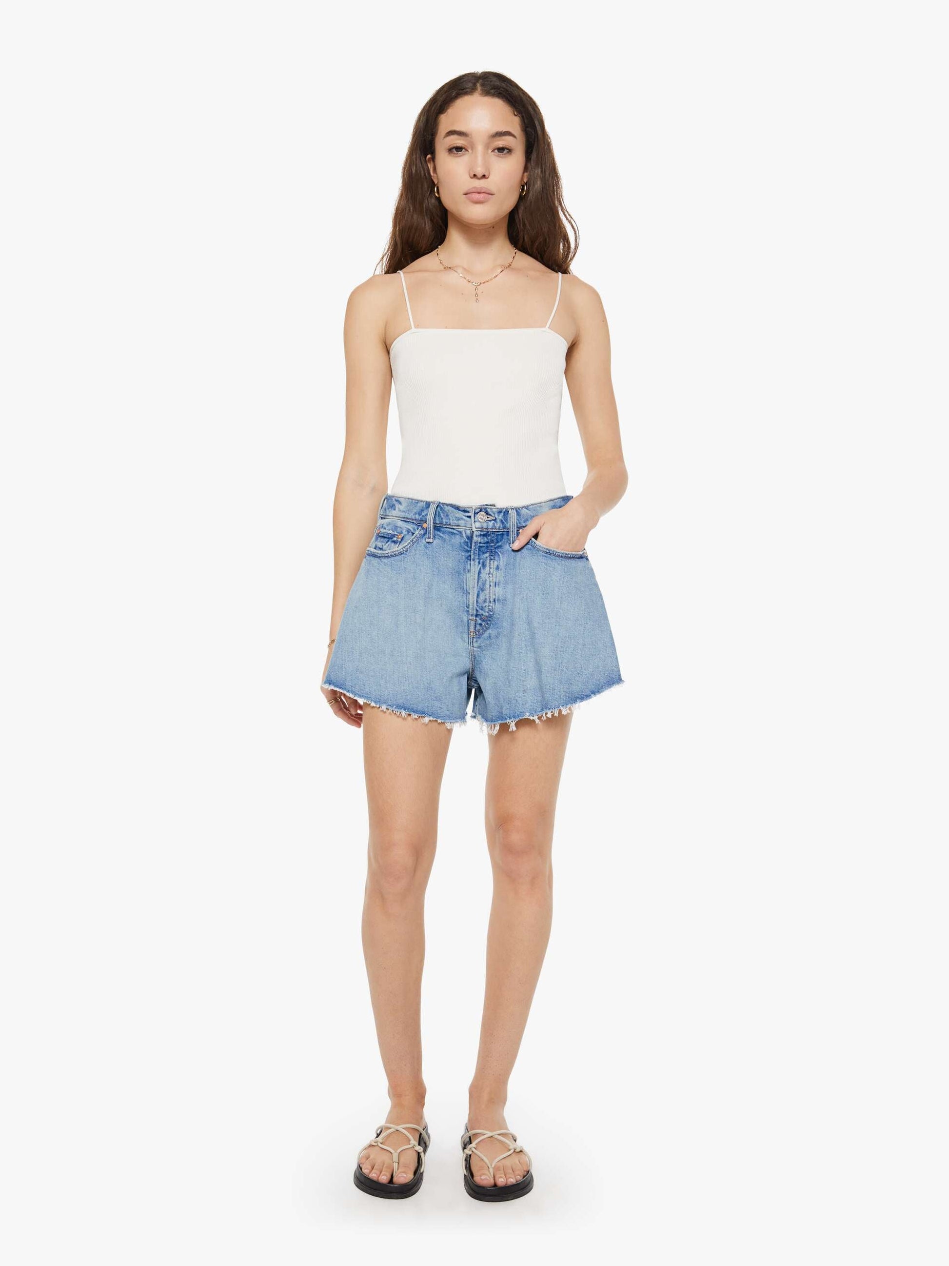 Mother Denim The Flutter Short Fray Blue (Medium)
