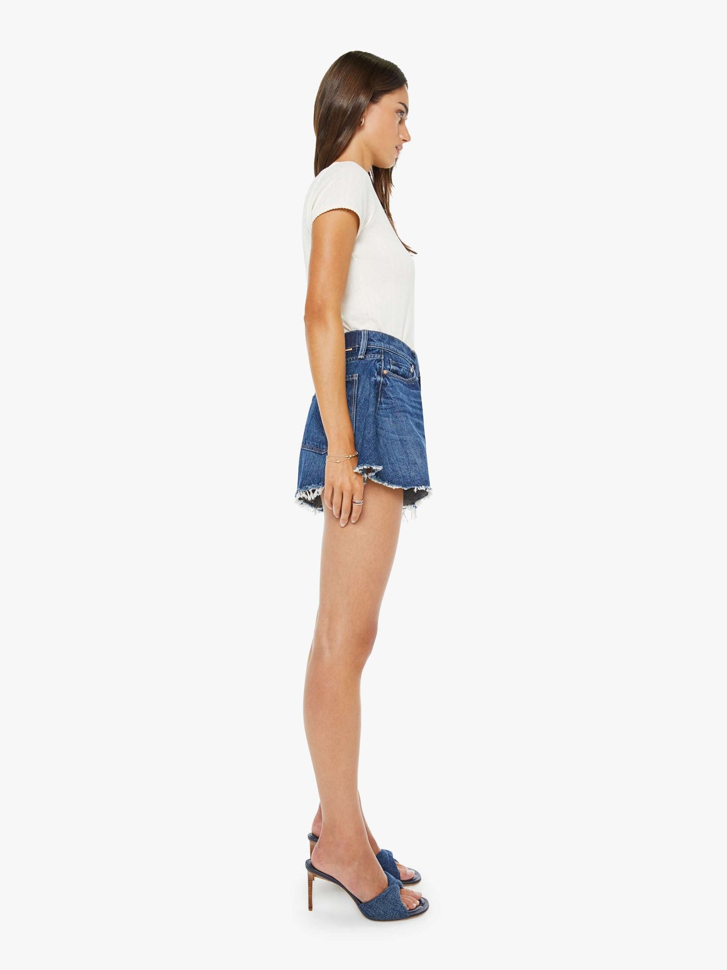 Mother Denim The Flutter Short Fray Blue (Dark)
