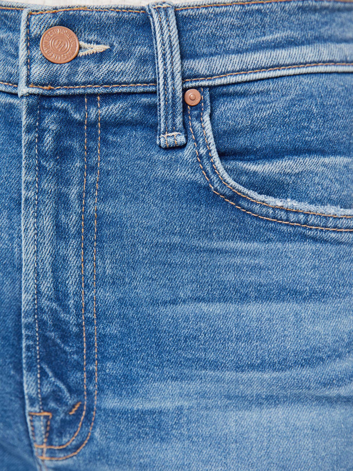 Mother Denim High Waisted Rider Bermuda Short Fray Float My Boat