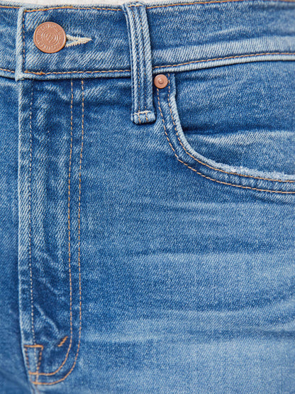 Mother Denim High Waisted Rider Bermuda Short Fray Float My Boat