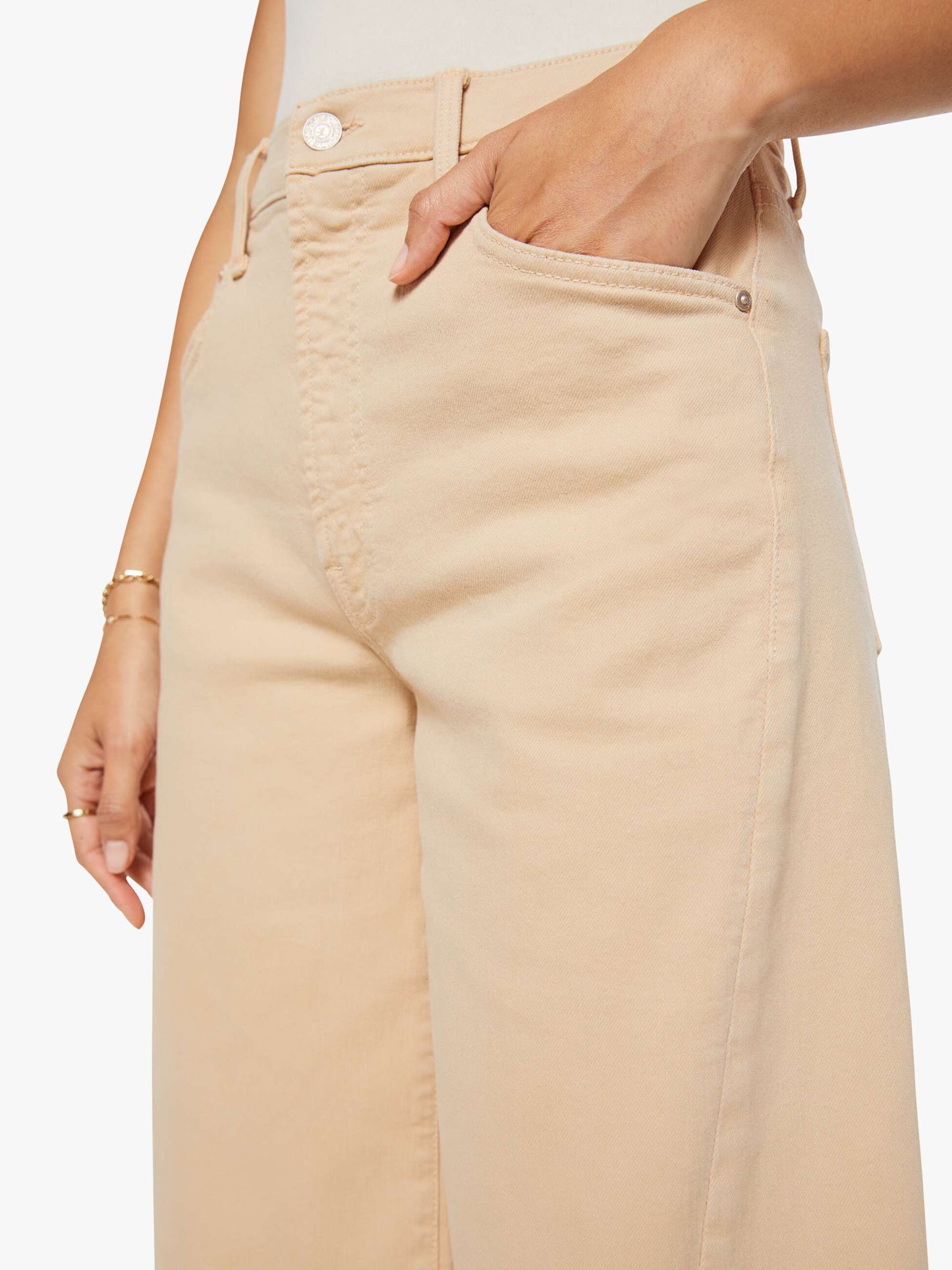 Mother Denim The Whole Lot Twist Zip Almond Buff