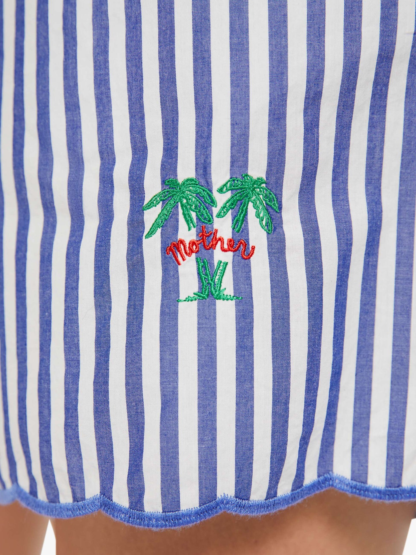 Mother Denim The Drawn Freeballer Short White And Blue Stripe
