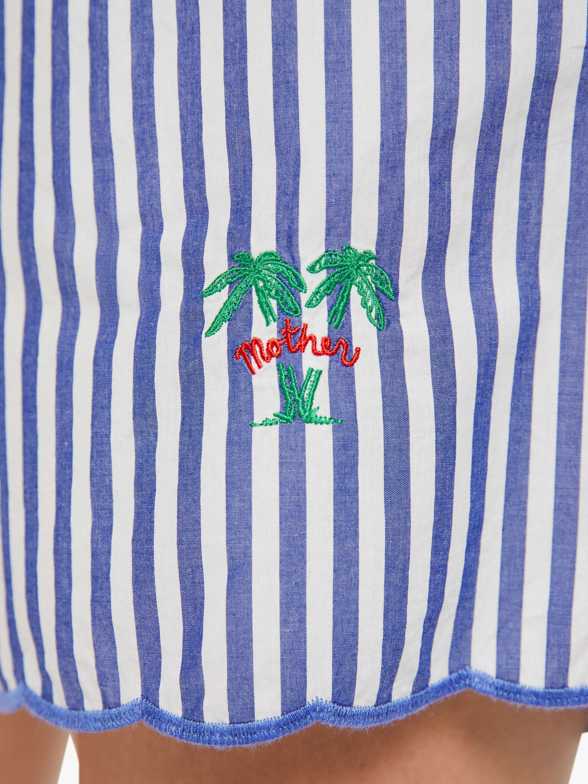 Mother Denim The Drawn Freeballer Short White And Blue Stripe