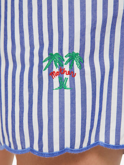 Mother Denim The Drawn Freeballer Short White And Blue Stripe
