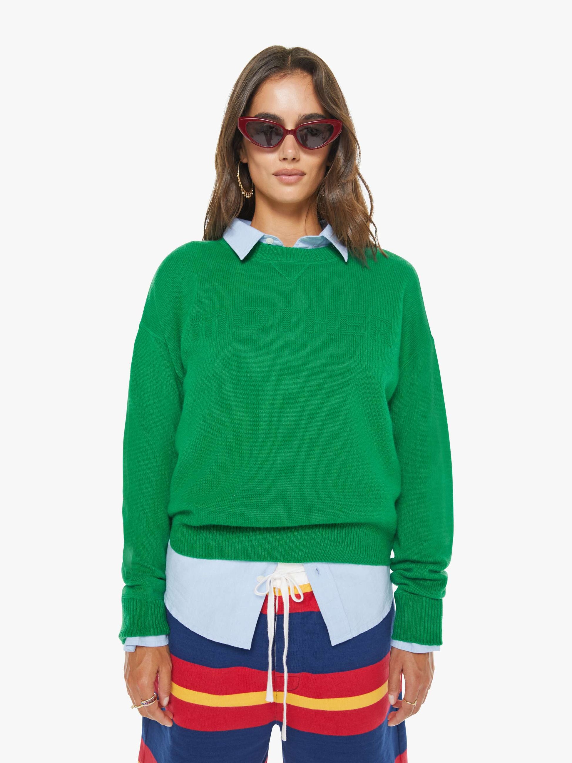 Mother Denim The Logo Jumper Green