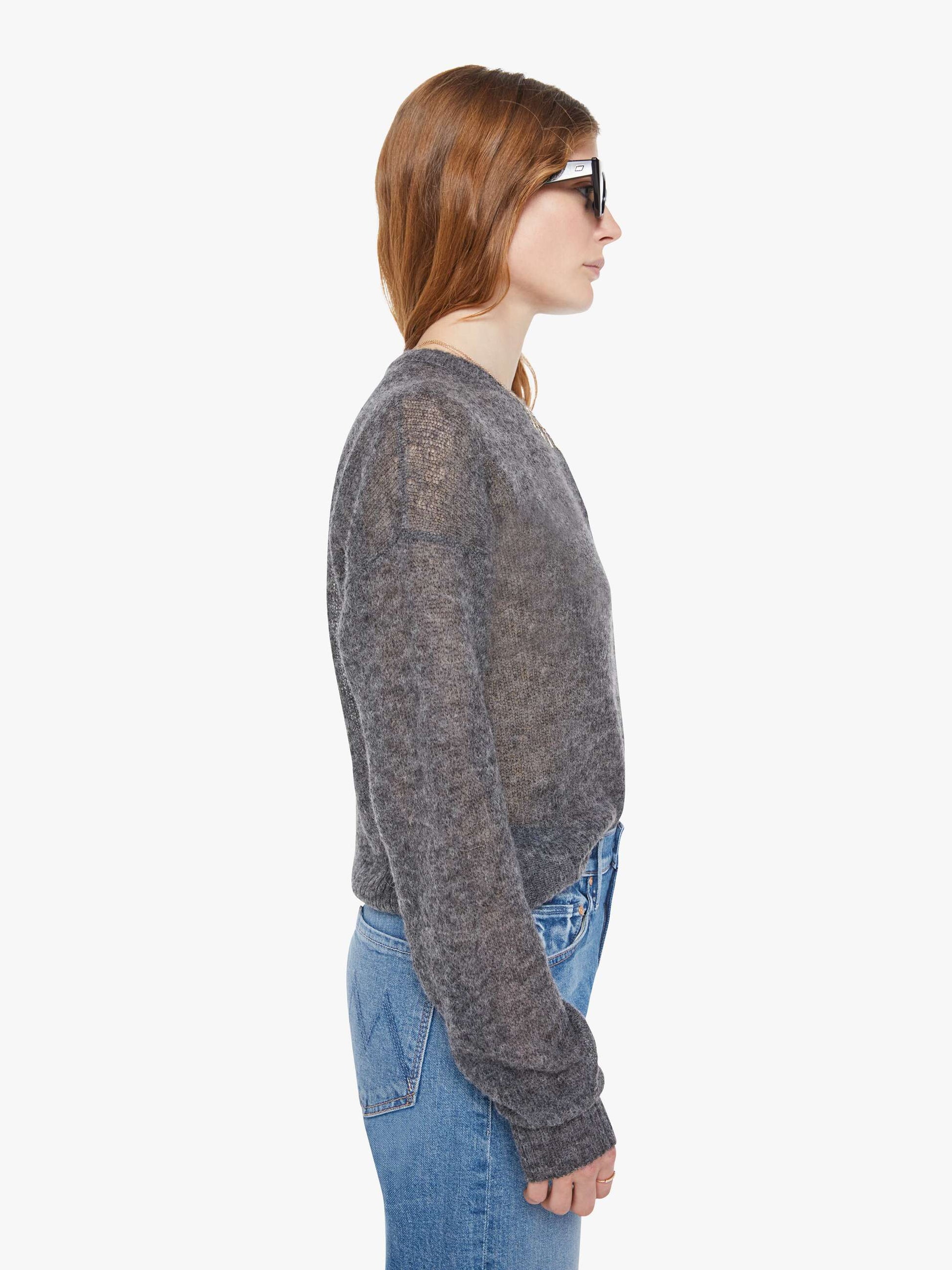 Mother Denim The Crop Cardigan Grey