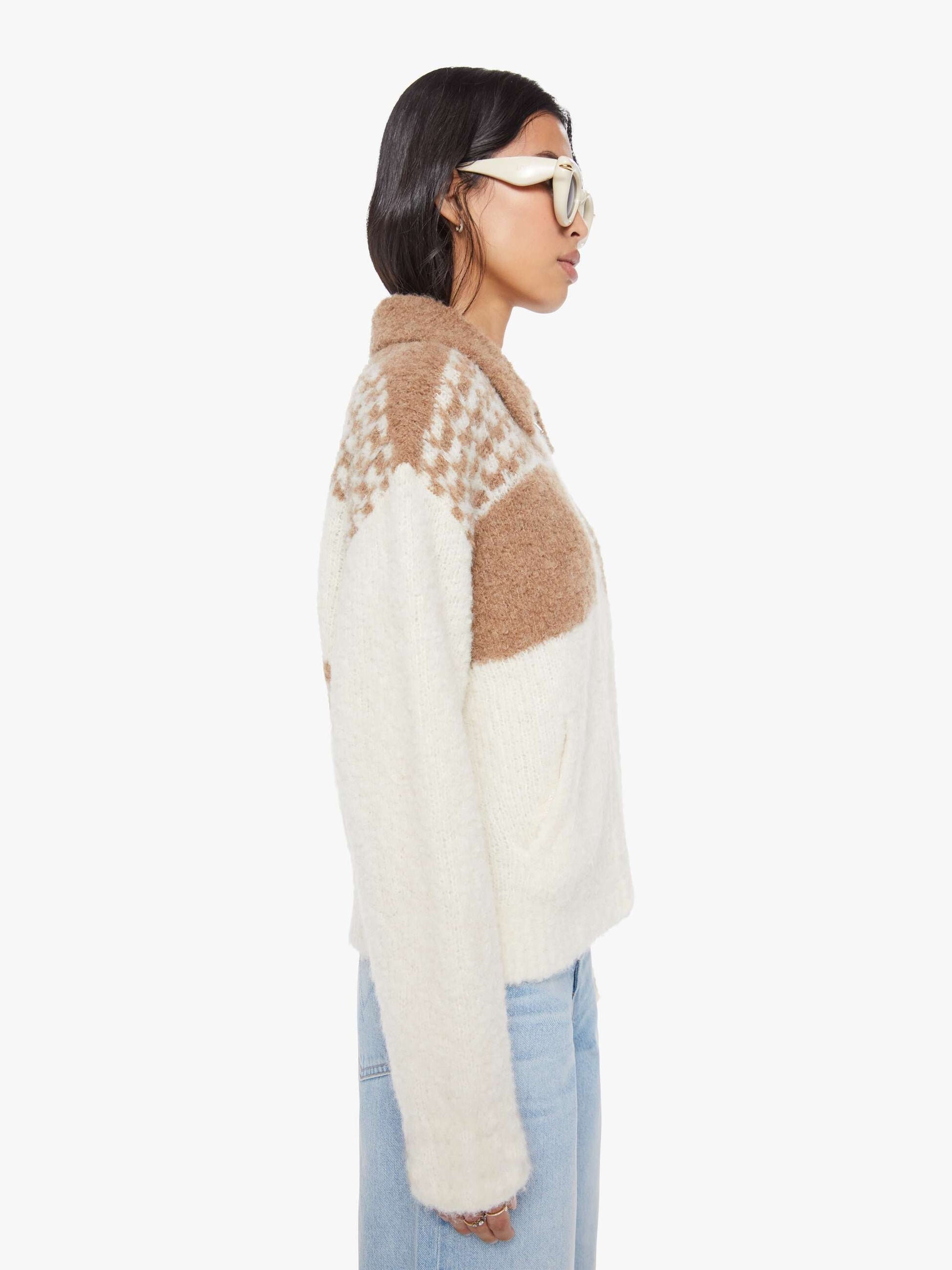 Mother Denim The Zip Raquette Cardigan Fluff Back