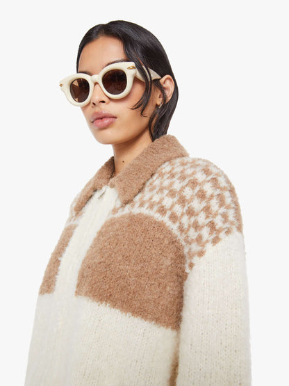 Mother Denim The Zip Raquette Cardigan Fluff Back