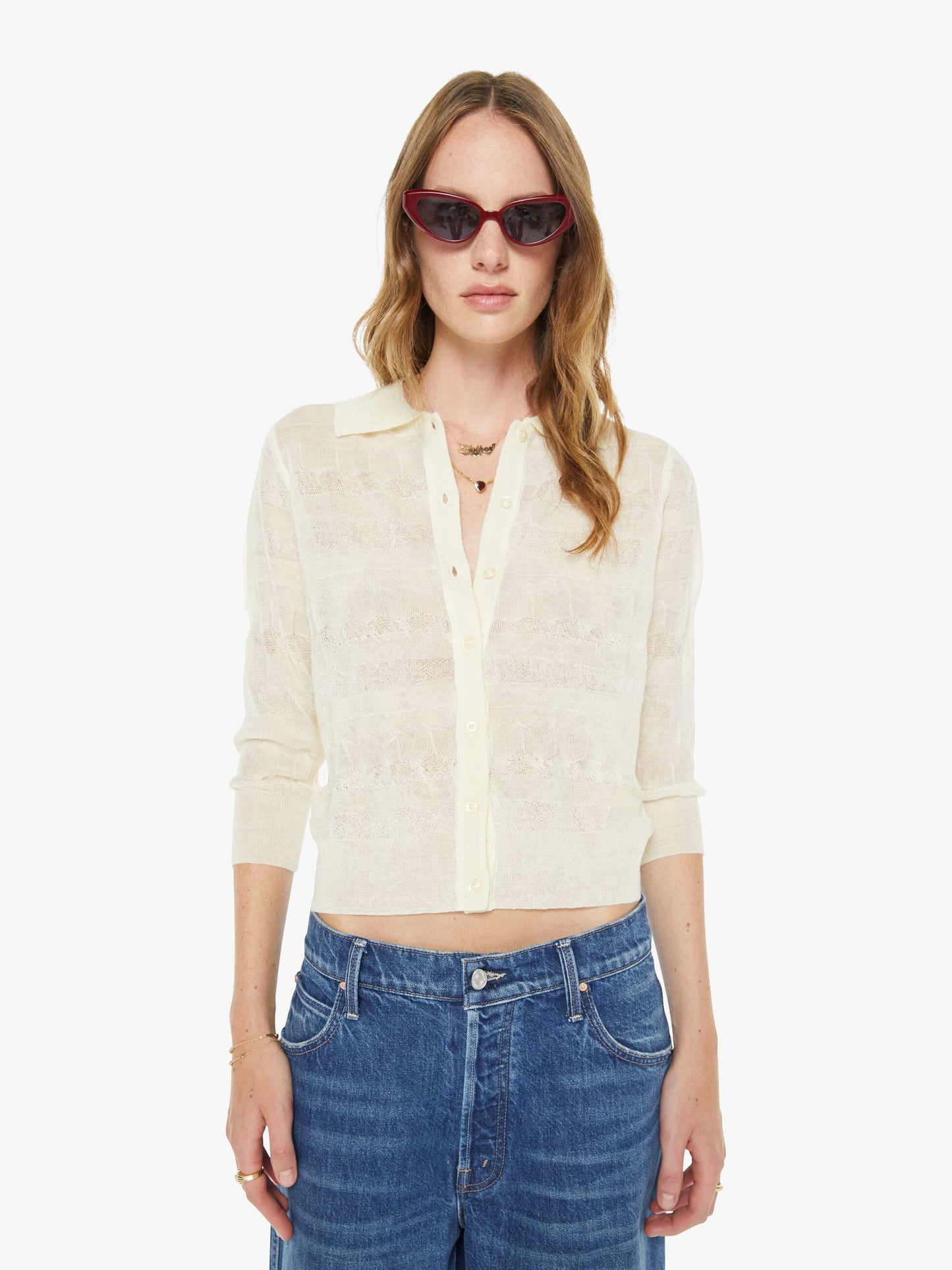 Mother Denim The Crop Raquette Drop Shot