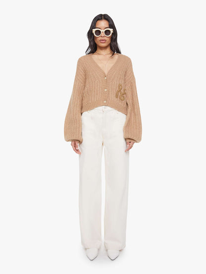 Mother Denim The Puffy Sleeve Varsity Cardigan Brown (Light-Pastel)