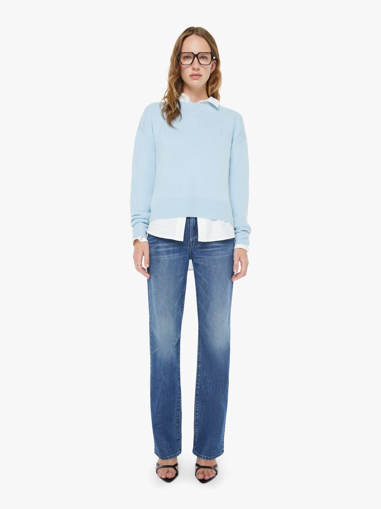 Mother Denim The Logo Jumper Light Blue
