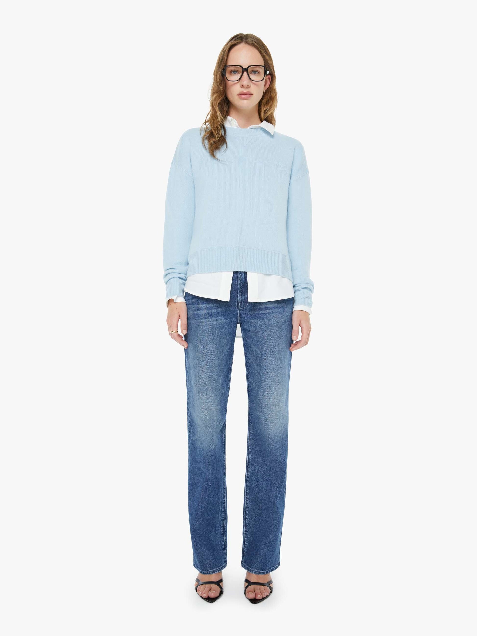 Mother Denim The Logo Jumper Light Blue