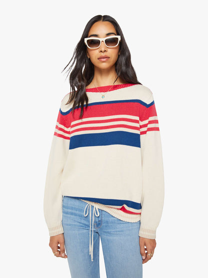 Mother Denim The L/S Skipper Ivory Red Multi Stripe