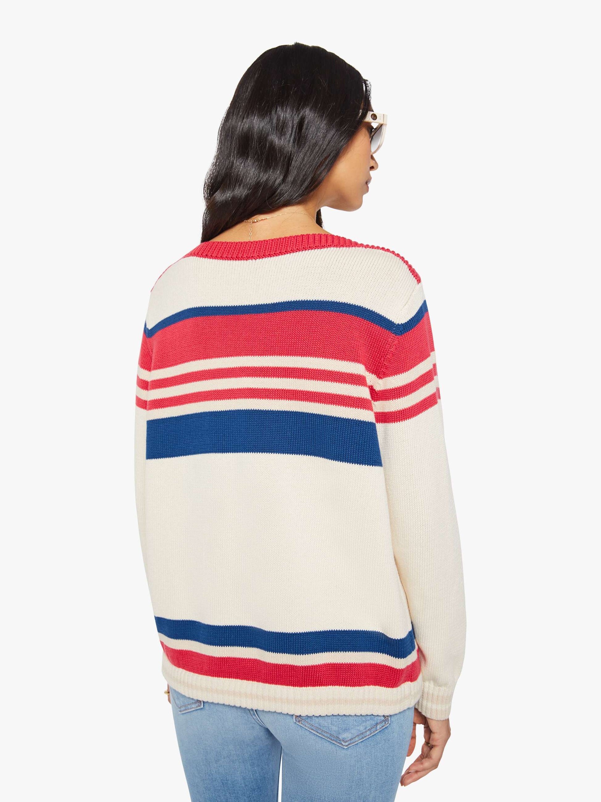 Mother Denim The L/S Skipper Ivory Red Multi Stripe