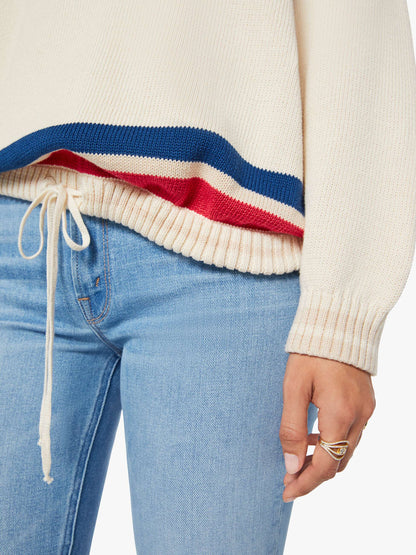 Mother Denim The L/S Skipper Ivory Red Multi Stripe