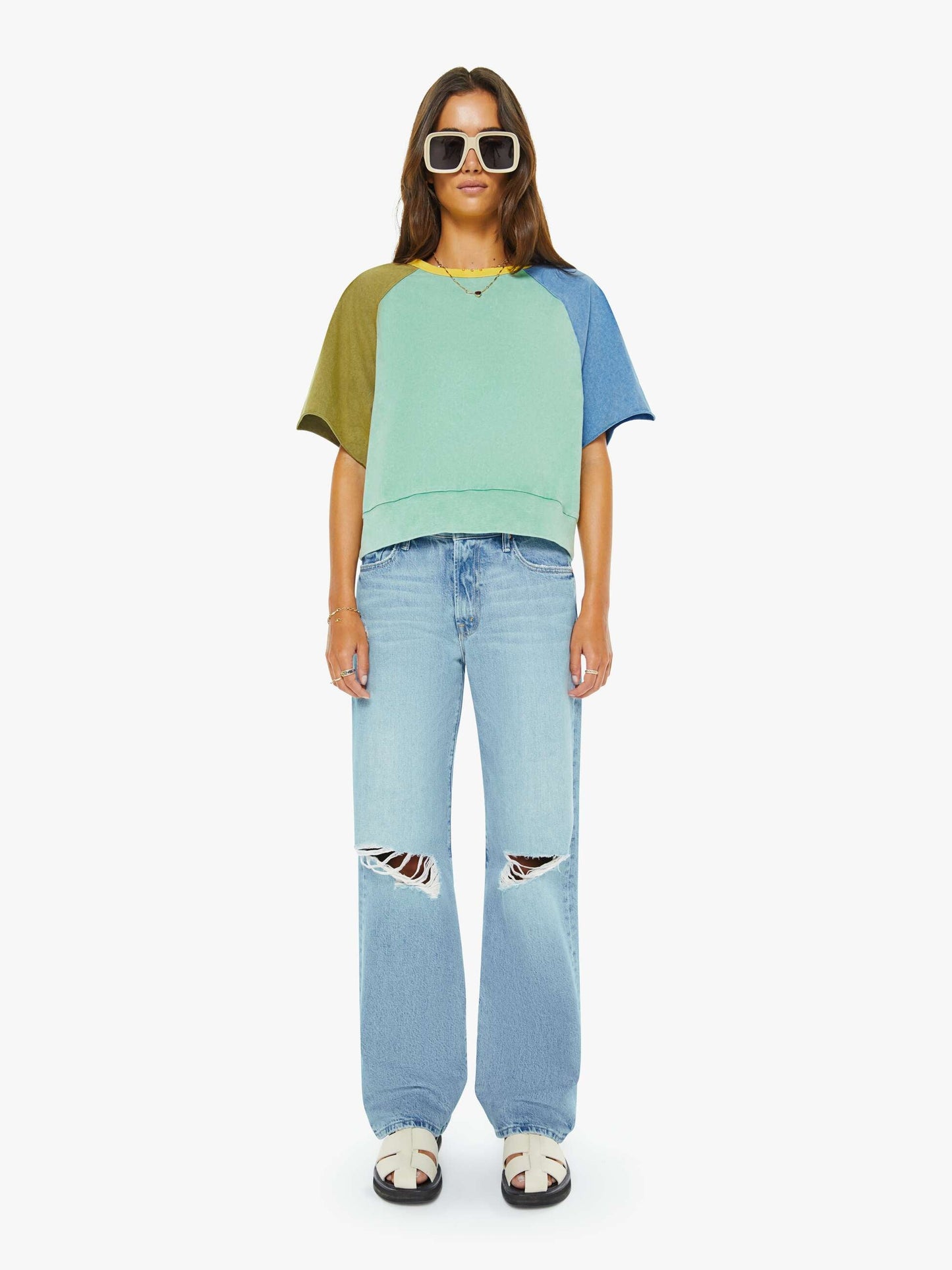 Mother Denim The Quick Dip Green Blue Yellow Multi