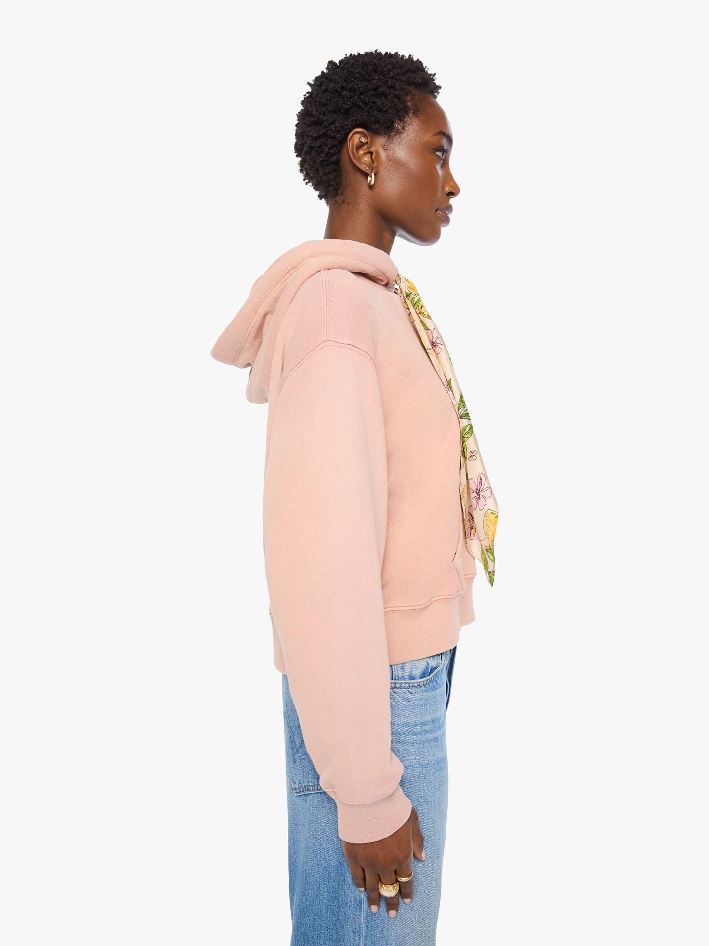 Mother Denim The Shrunken Boxy Cravat Hoodie Mahogany Rose
