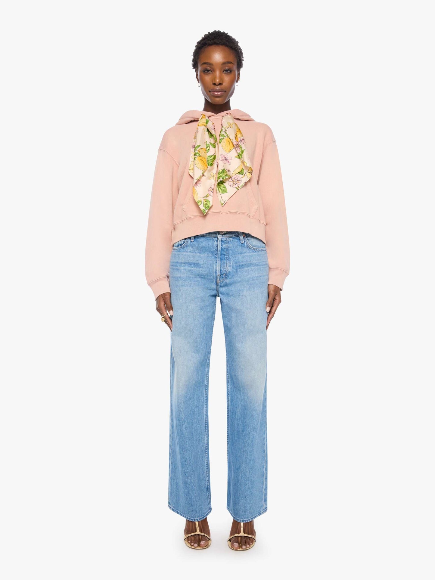 Mother Denim The Shrunken Boxy Cravat Hoodie Mahogany Rose