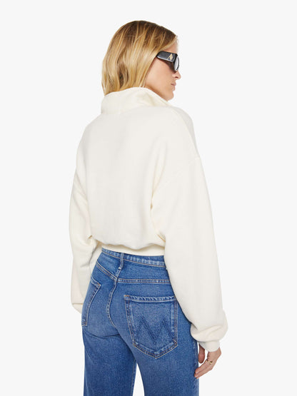 Mother Denim Eterne Cropped Half-Zip Sweatshirt White (Open)