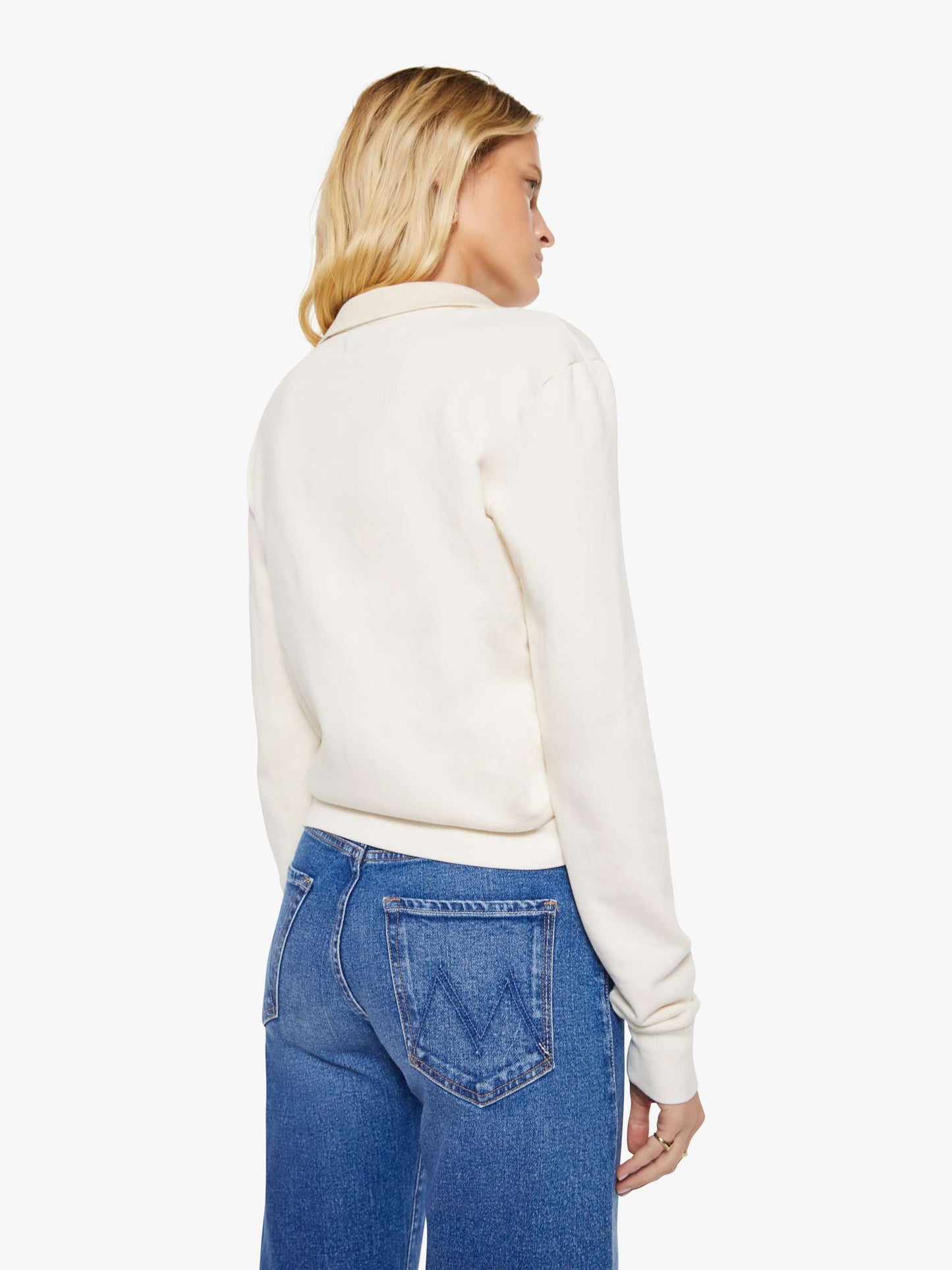 Mother Denim SPRWMN Polo Sweatshirt White (Open)