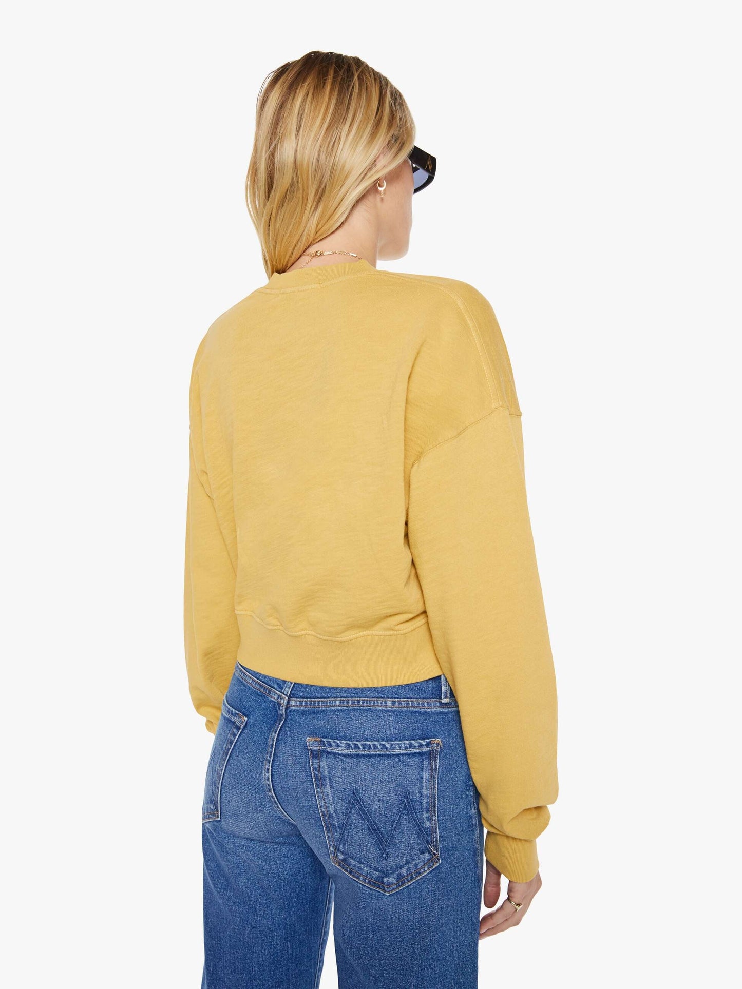 Mother Denim Eterne Cropped V-Neck Sweatshirt Beige (Khaki)