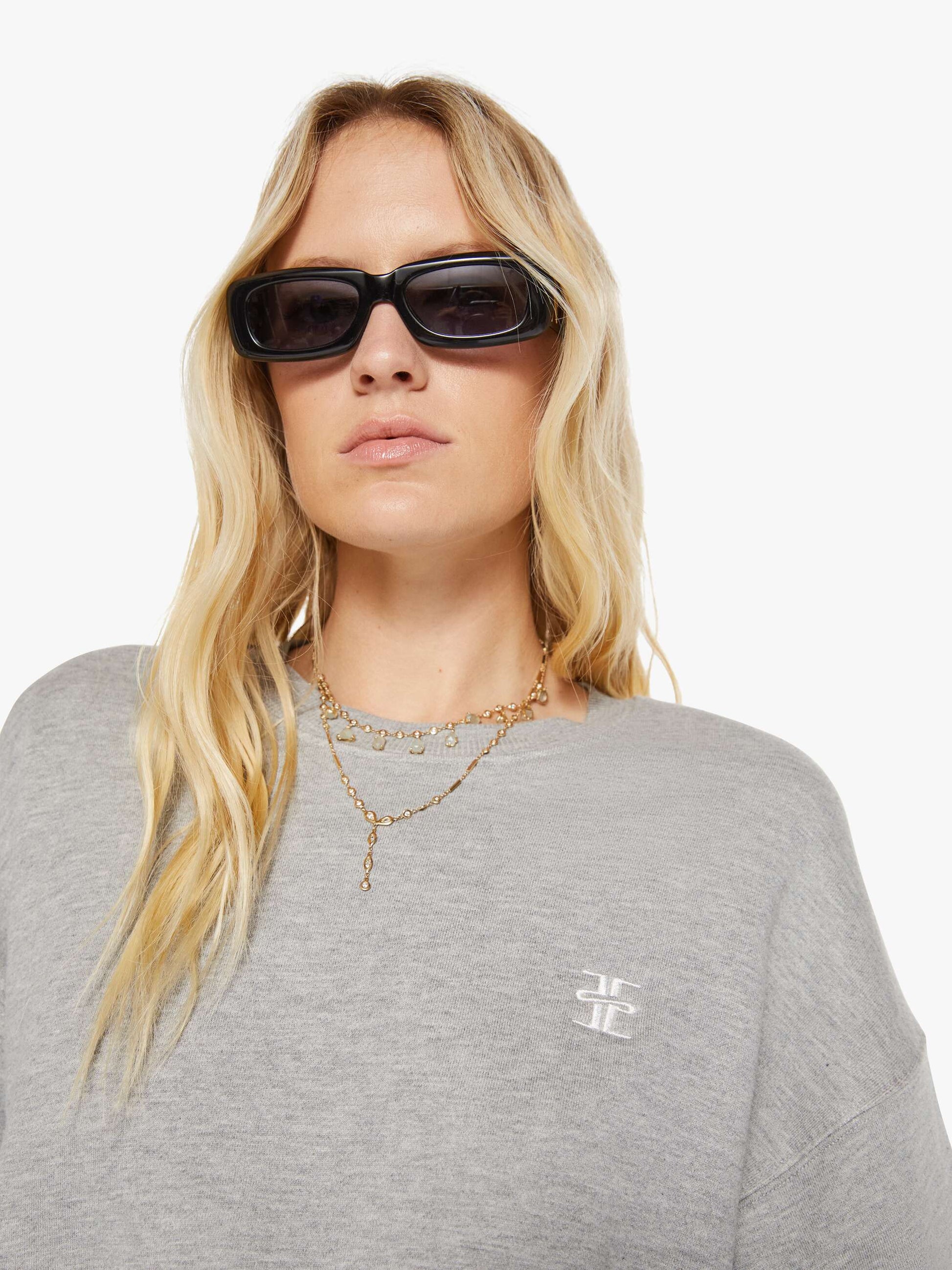Mother Denim Eterne Cropped Crewneck Sweatshirt Grey (Open)